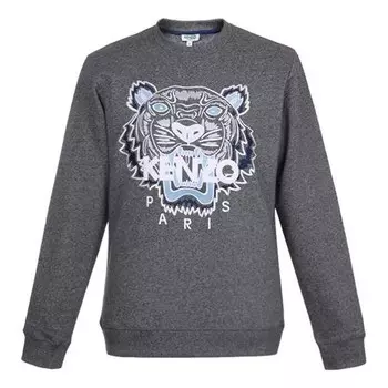 Толстовка men's embroidered cotton long sleeves gray Kenzo, серый