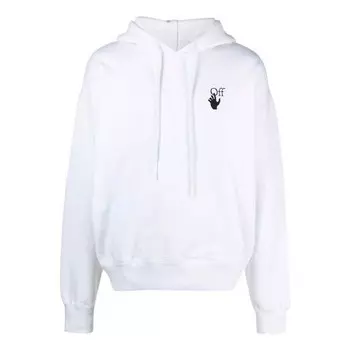 Толстовка men's fw21 logo pattern drawstring loose fit white Off-White, черный