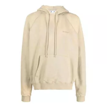 Толстовка Men's OFF-WHITE Back Stripe Pattern Printing Pullover Hooded Long Sleeves Loose Fit Beige, белый