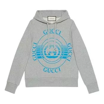 Толстовка mens record print oversize grey Gucci, серый