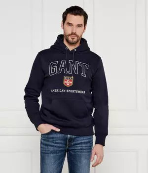 Толстовка мужская Gant с капюшоном и логотипом, синий