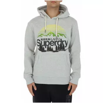 Толстовка мужская Superdry. с принтом, светло-серый
