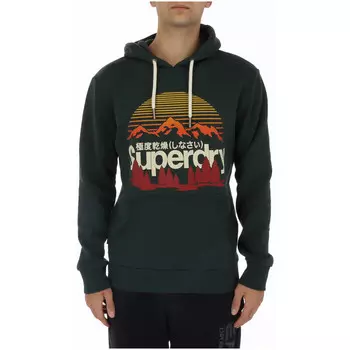 Толстовка мужская Superdry. с принтом, темно-зеленый
