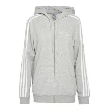 Толстовка на молнии Adidas Essentials Fleece 3-stripes, серый