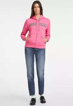 Толстовка на молнии CHENILLE-LOGO-PATCH Guess Jeans, розовый