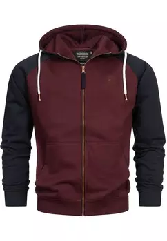 Толстовка на молнии INPULKO INDICODE JEANS, цвет Mottled Bordeaux