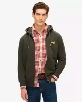 Толстовка на молнии с логотипом Essential Superdry, темно-зеленый