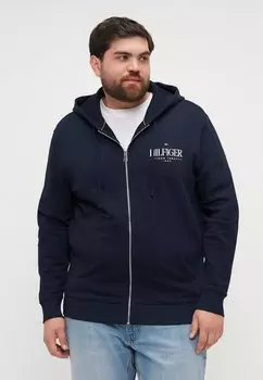 Толстовка на молнии STACKED HOODED ZIP Tommy Hilfiger, темно-синий
