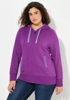 Толстовка на молнии WAFFLE CONTRAST DETAIL Ulla Popken, фиолетовый