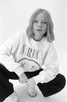 Толстовка нирвана ZARA, устричный белый