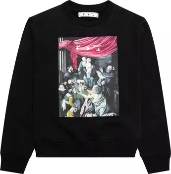 Толстовка Off-White Caravaggio Painting Slim Crewneck 'Black', черный