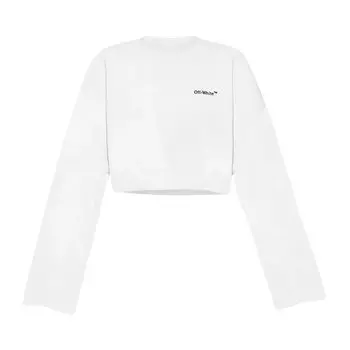 Толстовка Off-White For All Helvetica Crop Over Crewneck 'White/Black', белый