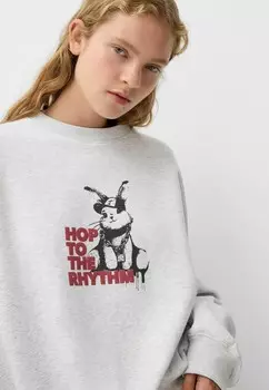 Толстовка PRINTED Bershka, цвет Mottled Grey