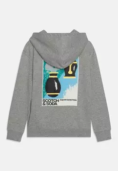 Толстовка RELAXED-FIT ARTWORK ZIP-THROUGH HOODIE Scotch & Soda, светло-серый