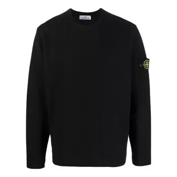 Толстовка ribbed fleece sweatshirt 'black' Stone Island, черный