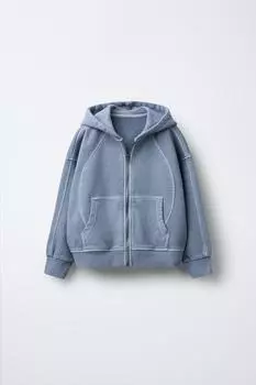 Толстовка с эффектом выцветания ZARA, синий