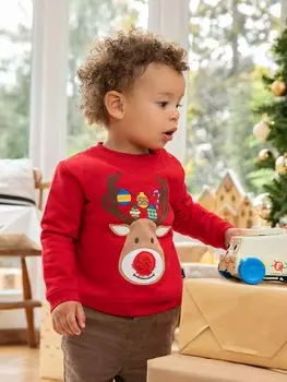 Толстовка с аппликацией Baby Reindeer JoJo Maman Bb, красный