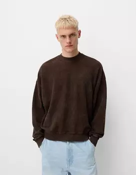 Толстовка с длинными рукавами и эффектом потертости Bershka, коричневый