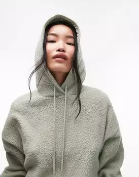 Толстовка с капюшоном цвета шалфея Topshop