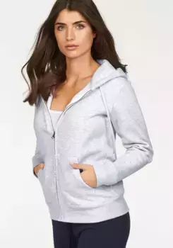 Толстовка с капюшоном Fruit of the Loom "Lady-Fit Premium hooded Sweat Jacket", серый