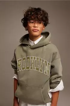 Толстовка с капюшоном H&M, зеленый