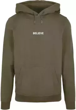 Толстовка с капюшоном Merchcode " Merchcode Men's Believe Front Basic Hoody", оливковый