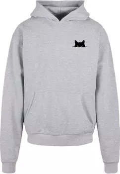 Толстовка с капюшоном Merchcode Sweatshirt Halloween - Cat, светло-серый