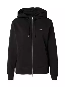 Толстовка с капюшоном на молнии GANT, черный