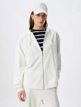 Толстовка с капюшоном на молнии Koton Zip-Up Hoodie, белый