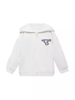Толстовка с капюшоном на молнии MANGO KIDS, белый