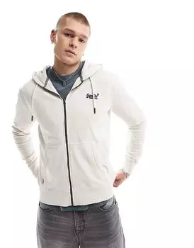 Толстовка с капюшоном на молнии с логотипом Essential в меловом цвете Superdry