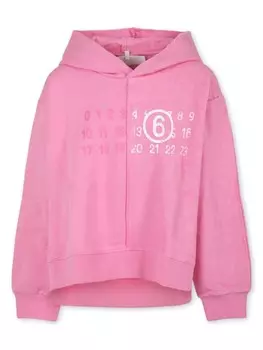 Толстовка с капюшоном с принтом MM6 Maison Margiela Kids, розовый