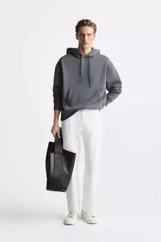Толстовка с капюшоном ZARA, серый