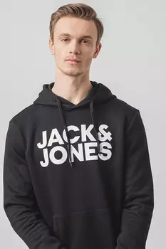 Толстовка с карманом-кенгуру и логотипом Jack & Jones, черный