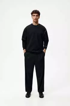 Толстовка с контрастным швом ZARA, черный