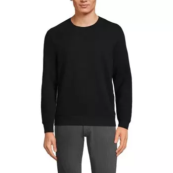 Толстовка с круглым вырезом Big & Tall Lands' End с длинными рукавами Serious Sweats, черный