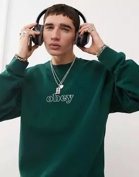 Толстовка с логотипом biggs зеленого цвета Obey