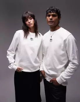 Толстовка с логотипом спереди белого цвета Lacoste