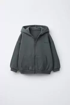 Толстовка с рельефным слоганом ZARA, цвет Dark anthracite