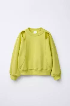 Толстовка с вырезом ZARA, цвет Lime