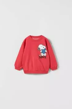Толстовка snoopy peanuts ZARA, светло-красный