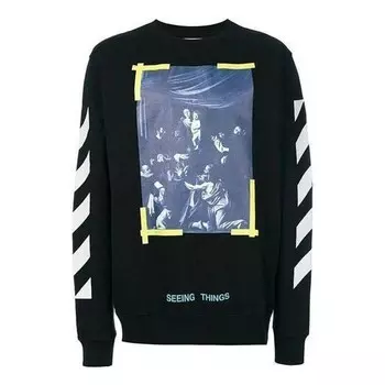 Толстовка ss21 yellow zebra pullover black Off-White, черный