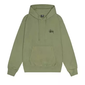 Толстовка Stussy Basic, окрашенная в пигмент, Артишок