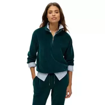 Толстовка Superdry Velour half zip, зеленый