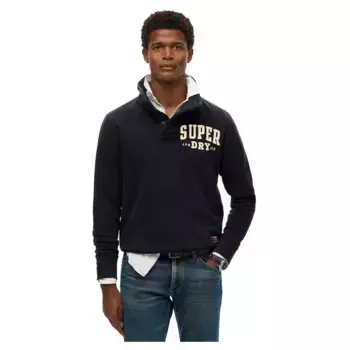 Толстовка Superdry Vintage Athletic Half Button, черный