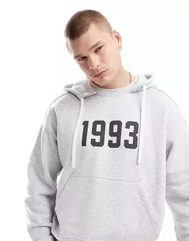 Толстовка свободного кроя Cotton On с принтом 1993 года в сером меловом цвете Cotton:On