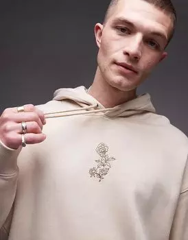 Толстовка Topman свободного кроя с цветочной вышивкой в камне