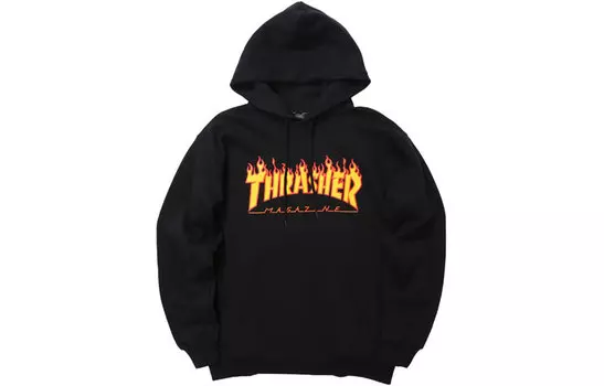 Толстовка унисекс Thrasher с капюшоном и принтом, черный