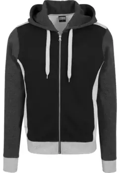 Толстовка URBAN CLASSICS " Urban Classics Men's 3-Tone Sweat Zip Hoody", черный