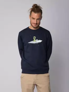 Толстовка wat? Apparel Alien on a paper plane, темно-синий
